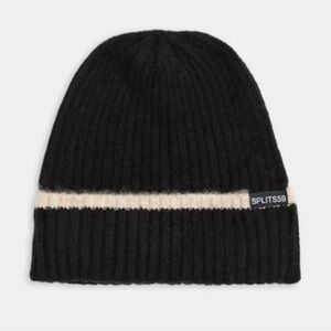Splits59 Black Beanie with Cream Stripe